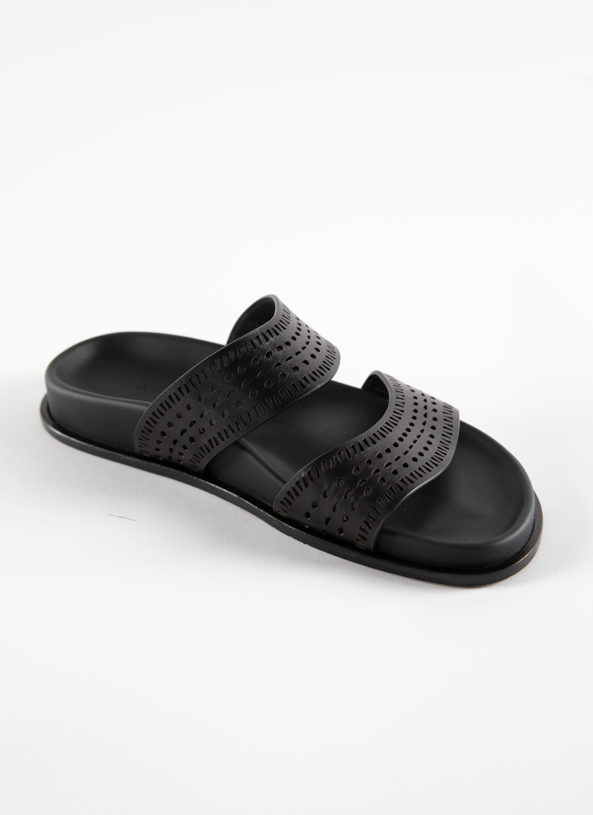 Mules ajourées en cuir géométriques - Noir intense