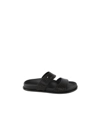 Mules ajourées en cuir géométriques - Noir intense