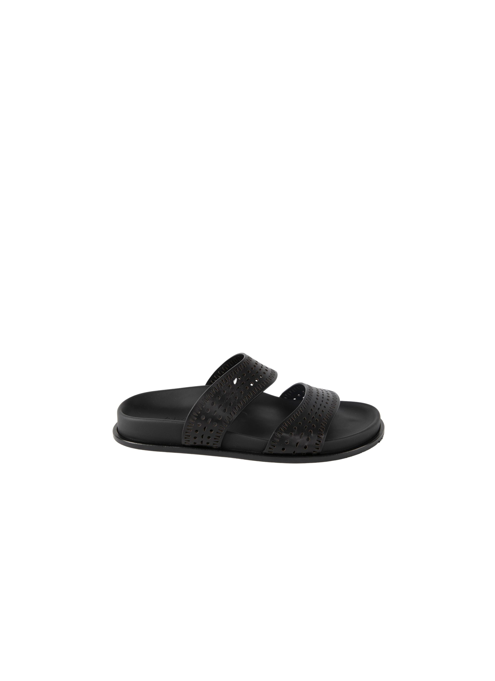 Mules ajourées en cuir géométriques - Noir intense