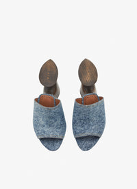 Mules à talons en denim - Bleu Jeans