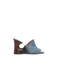Mules à talons en denim - Bleu Jeans