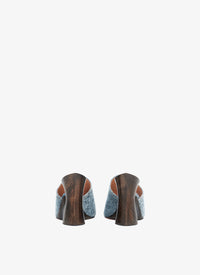 Mules à talons en denim - Bleu Jeans