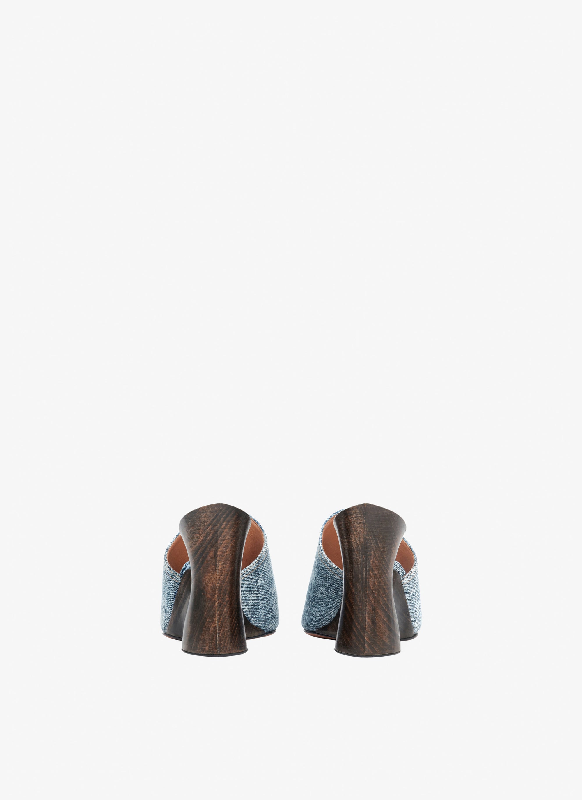 Mules à talons en denim - Bleu Jeans