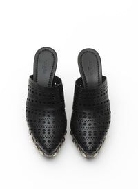 Platform Mules The Leather Clog - Black