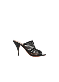 Mules 90 en résille et vernis - Noir