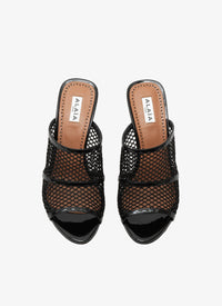 Mules 90 en résille et vernis - Noir