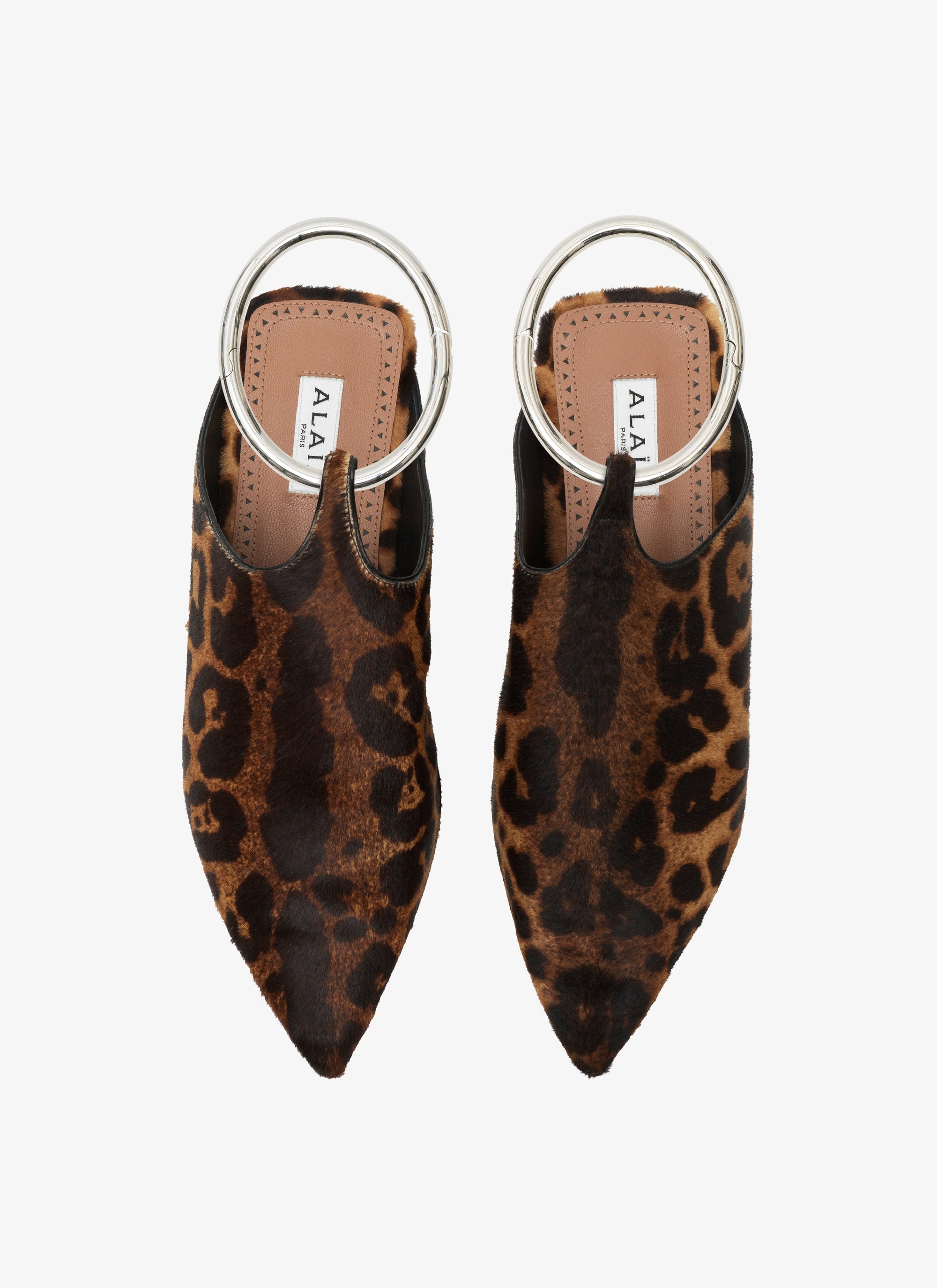 Leather mules with strap - Sepia Brown