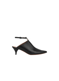Mules 55 en cuir avec lanière - Noir