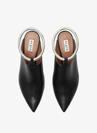 Mules 55 en cuir avec lanière - Noir