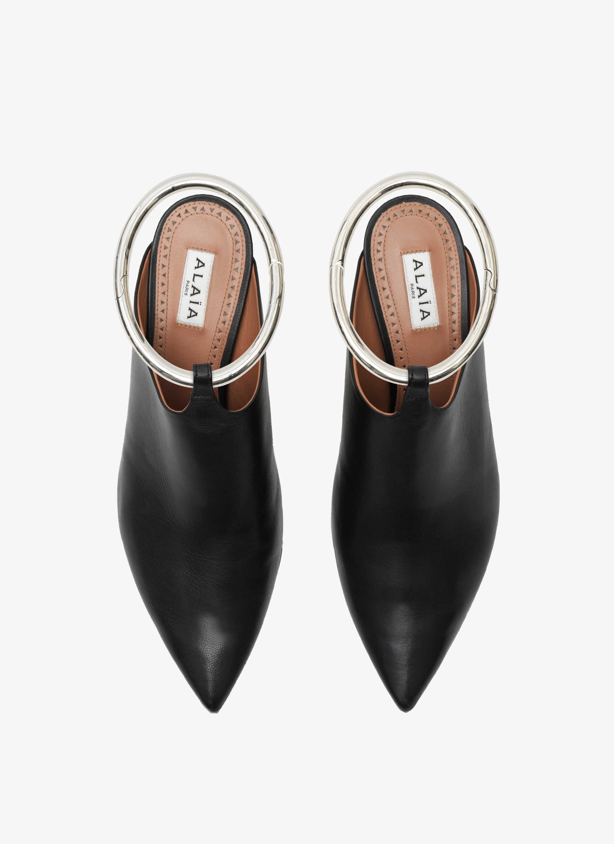 Mules 55 en cuir avec lanière - Noir