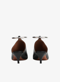 Mules 55 en cuir avec lanière - Noir