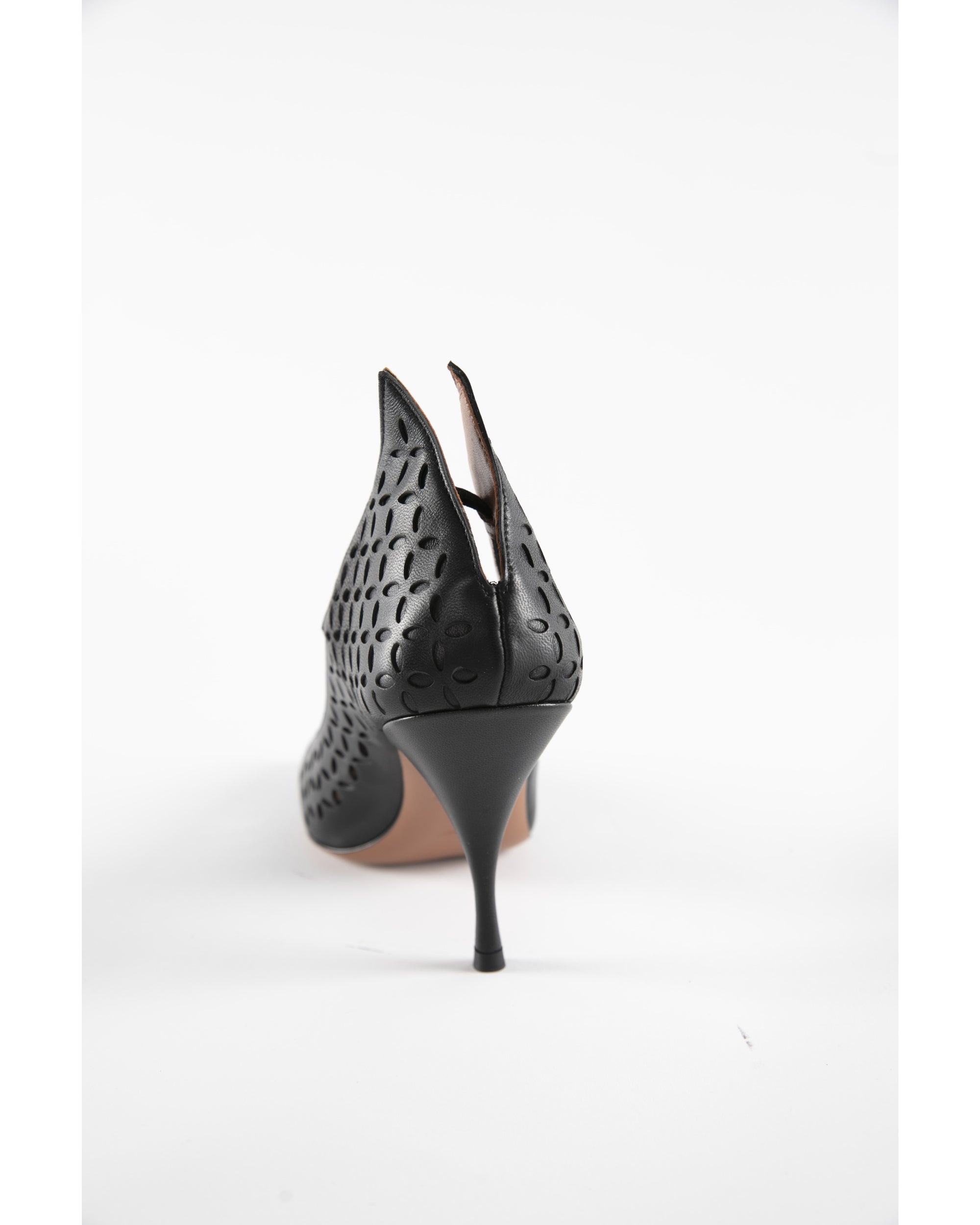Escarpins 90 en cuir ajourées - Noir