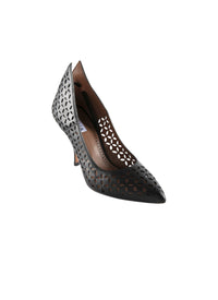 Escarpins 90 en cuir ajourées - Noir