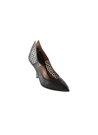 Escarpins 90 en cuir ajourées - Noir