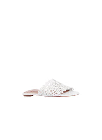 Mules plates Vienne en cuir - Blanc Cassé