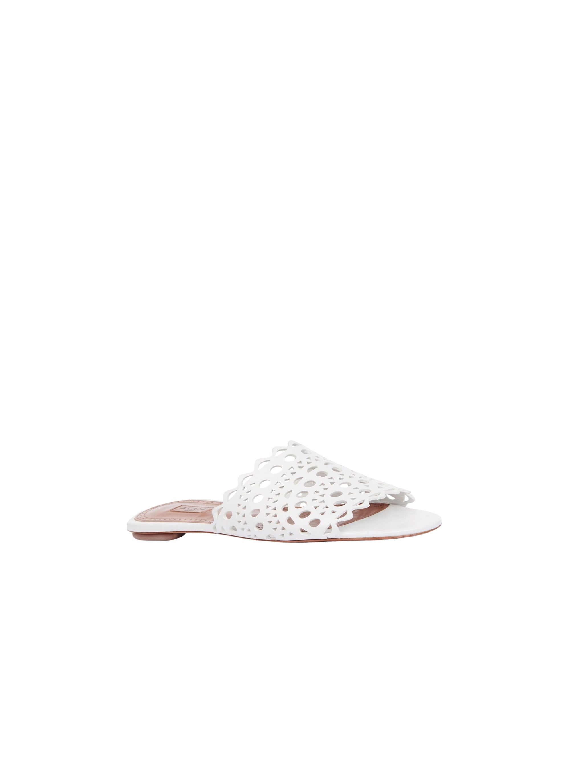 Mules plates Vienne en cuir - Blanc Cassé