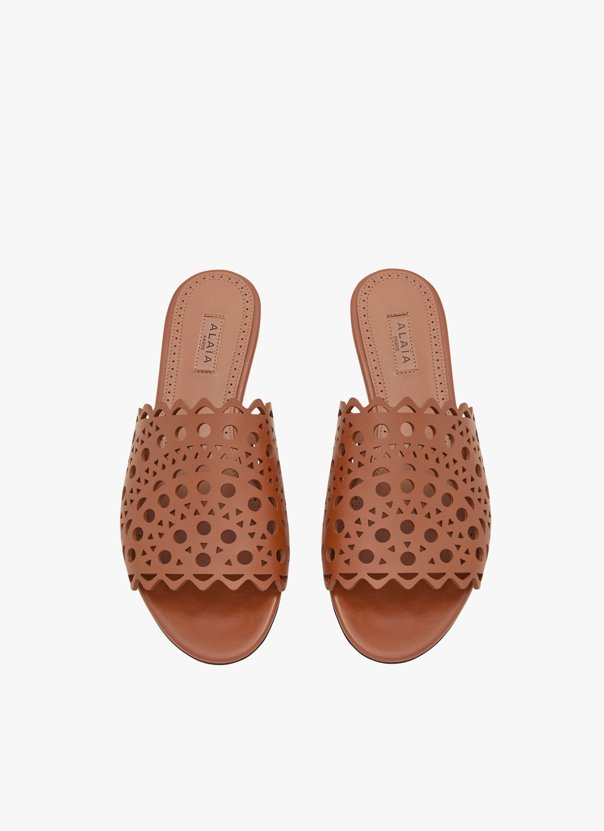 Vienna Leather Flat Mules - Cognac