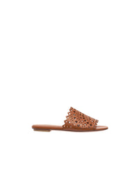 Vienna Leather Flat Mules - Cognac