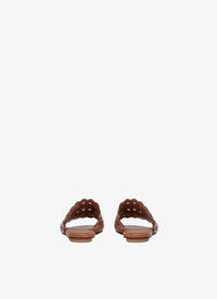 Vienna Leather Flat Mules - Cognac