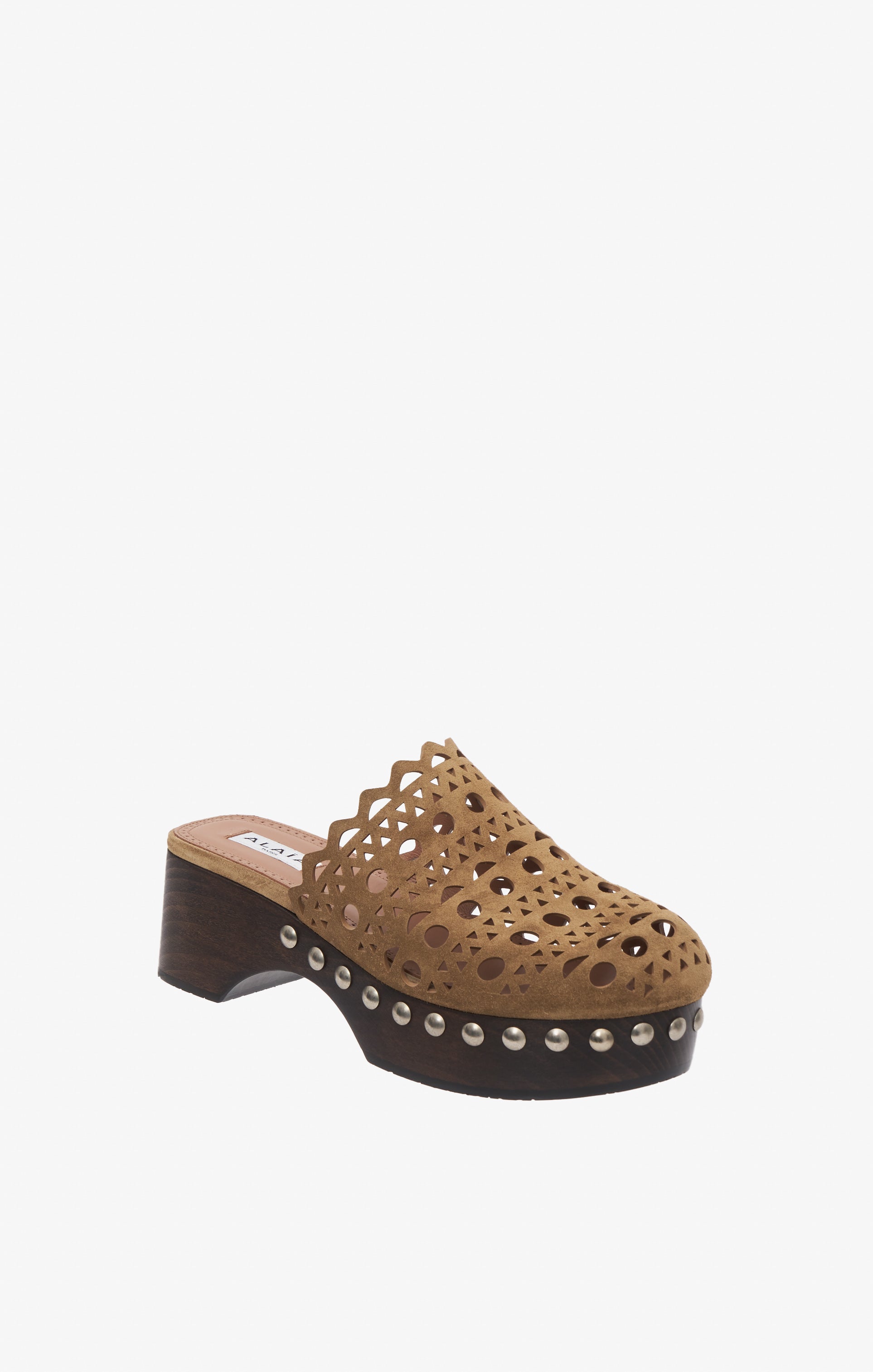 Leather platform mules - Bark