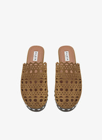 Leather platform mules - Bark