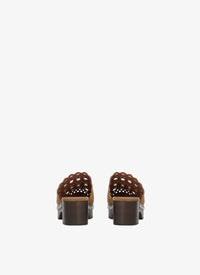 Leather platform mules - Bark