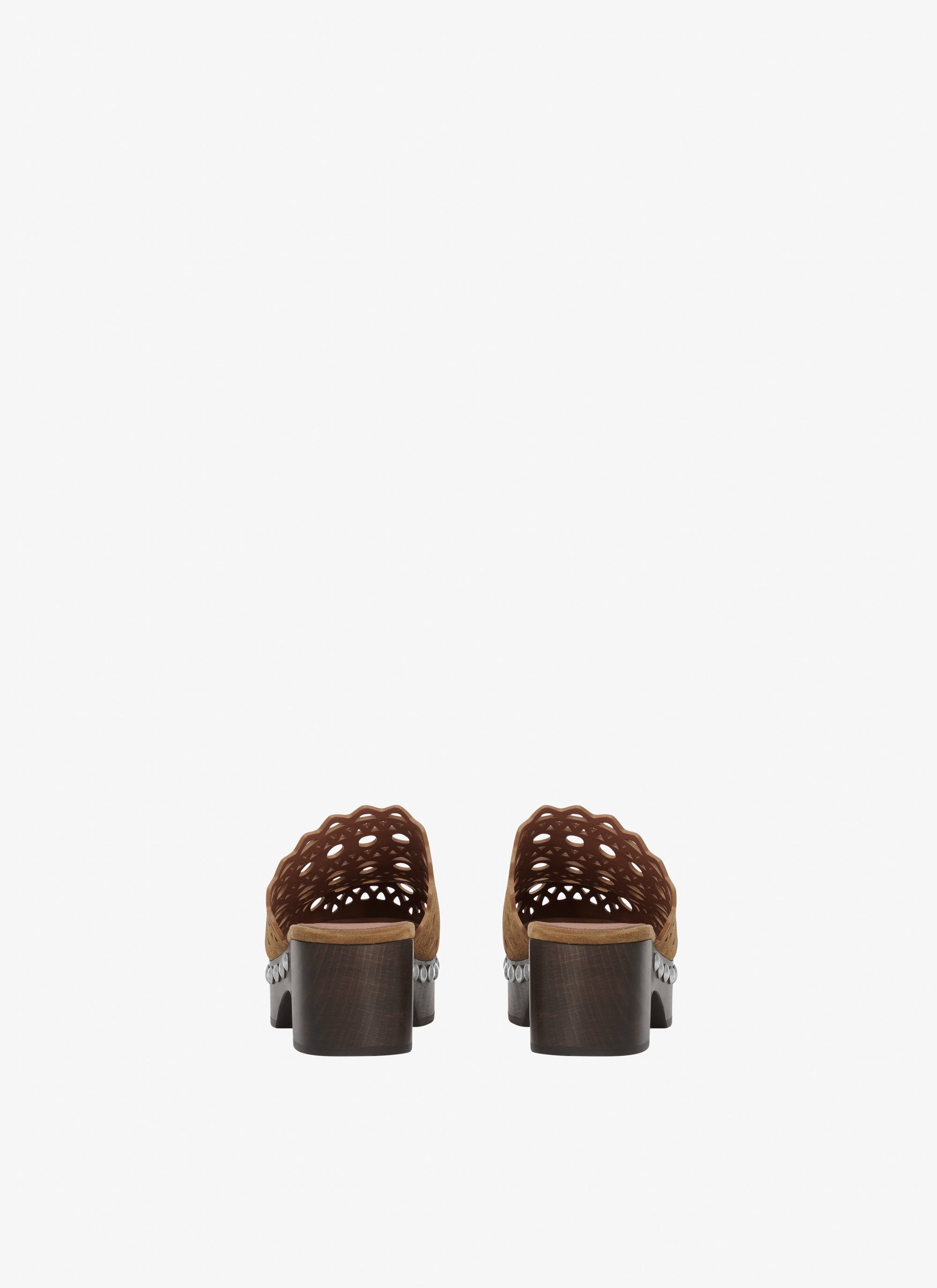 Leather platform mules - Bark