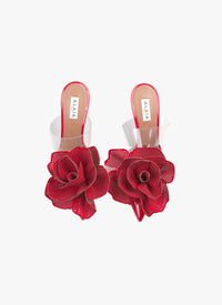 Leather Mules Fleur 90 - Lacquer