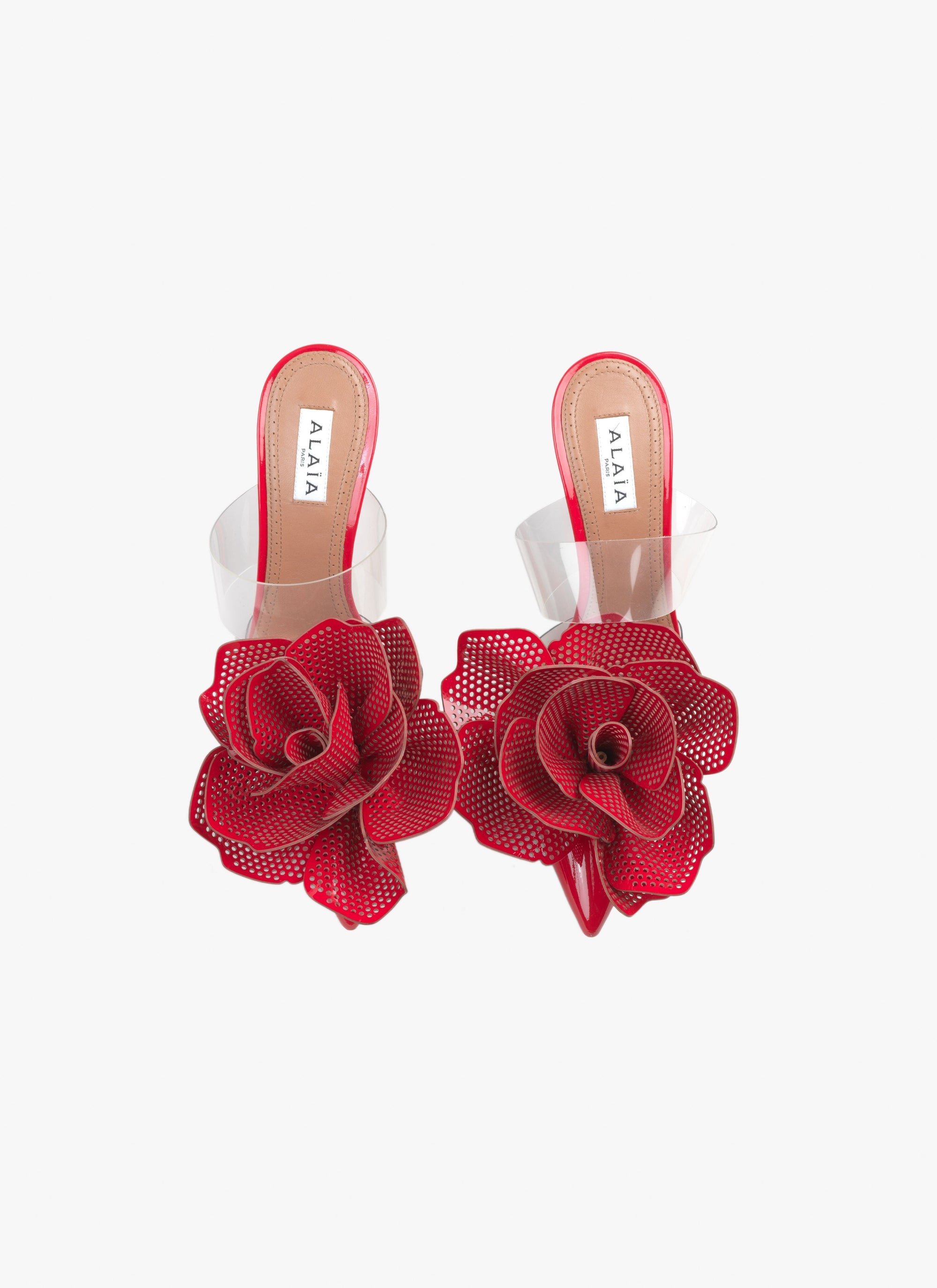 Leather Mules Fleur 90 - Lacquer