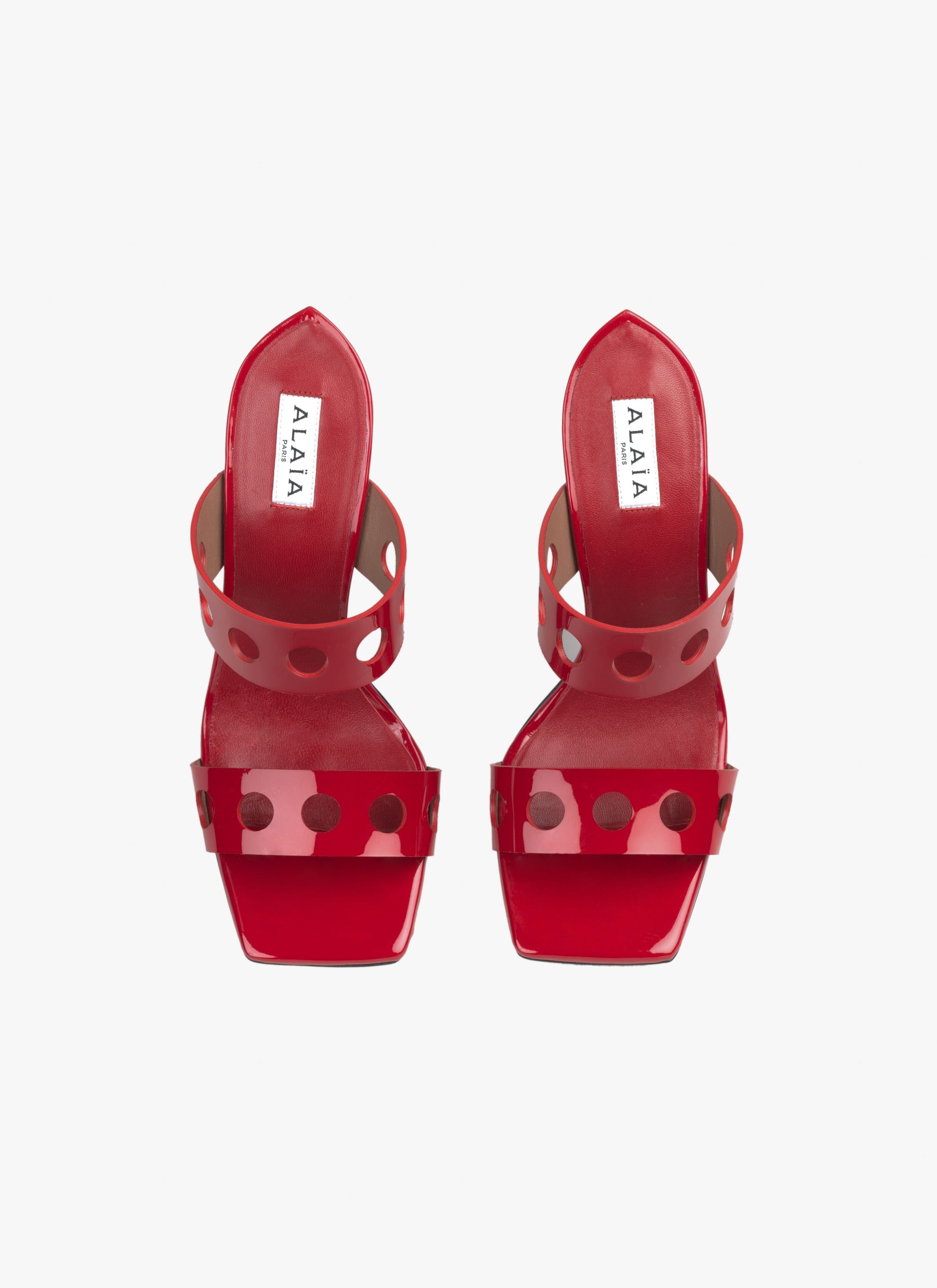 Openwork leather sandals - Lacquer