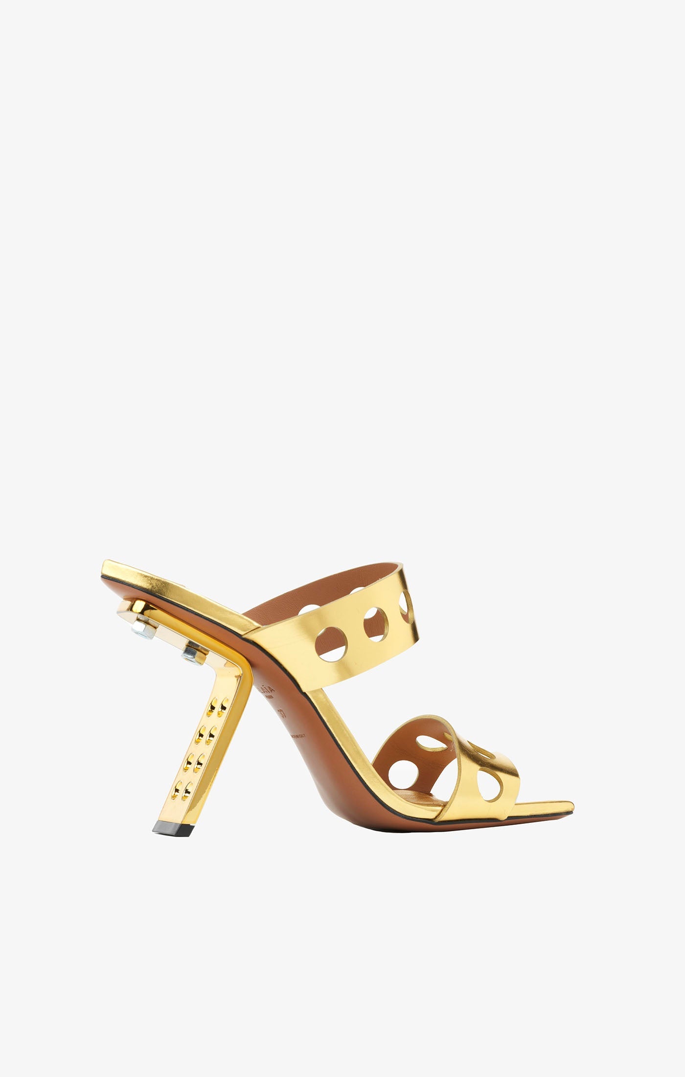 Mules Perfo 100 en cuir - Or
