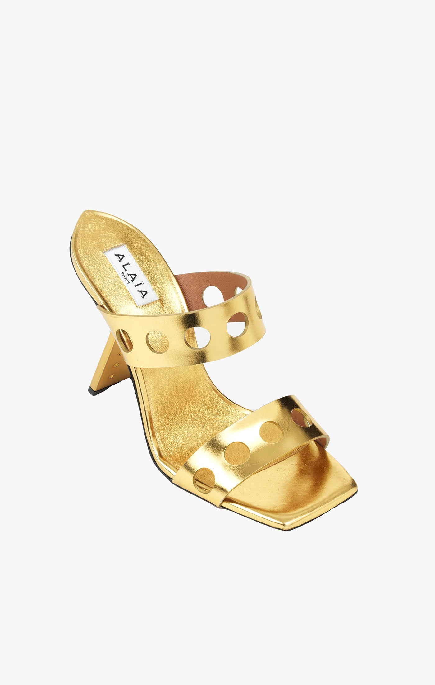 Mules Perfo 100 en cuir - Or