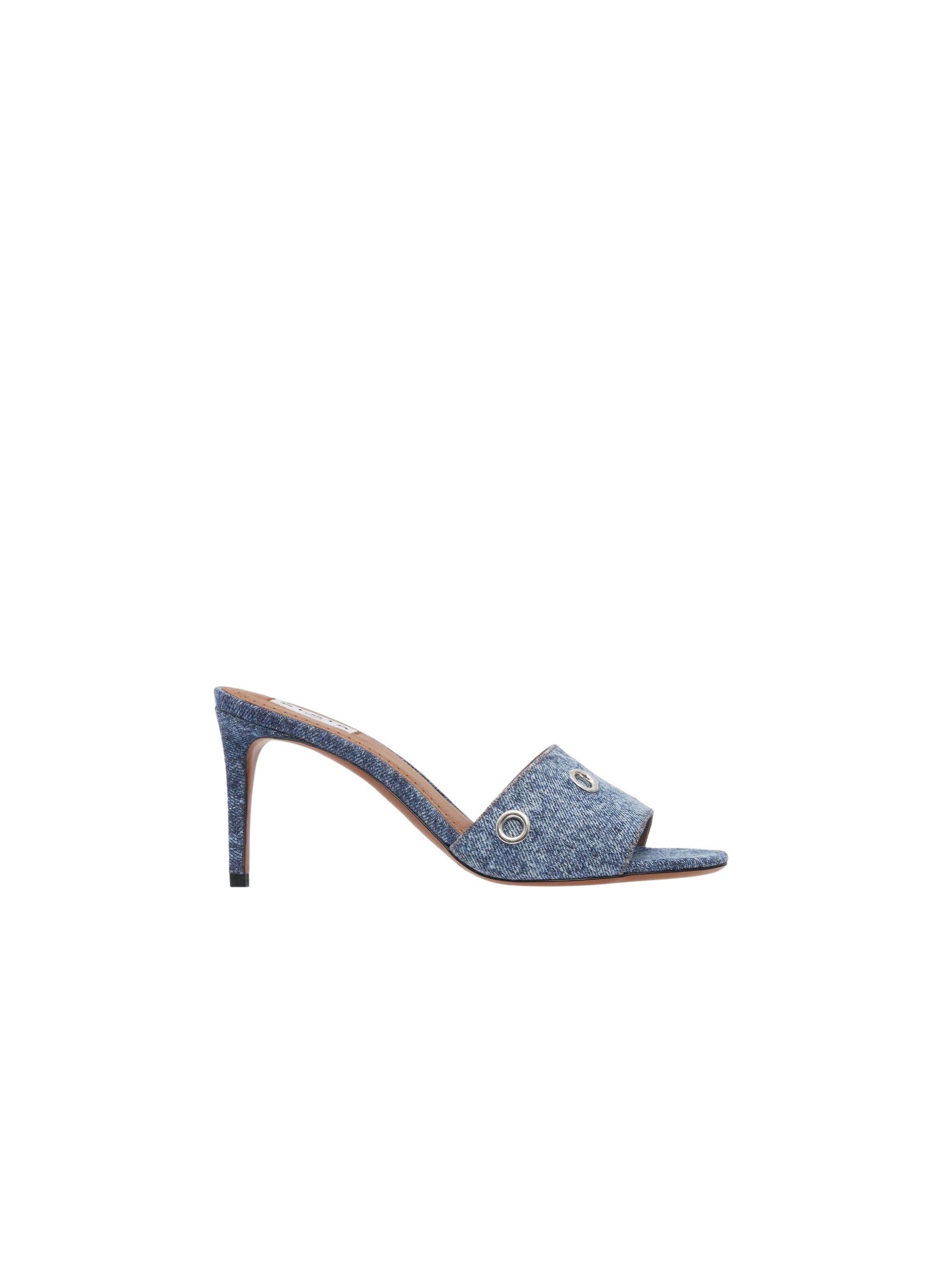 Mules à talons et œillets en denim - Bleu Jeans