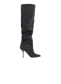 Cuissardes fluides 90 en cuir - Carbone