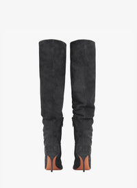 Cuissardes fluides 90 en cuir - Carbone