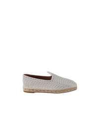 Espadrilles à motif ajouré en cuir - Blanc Cassé