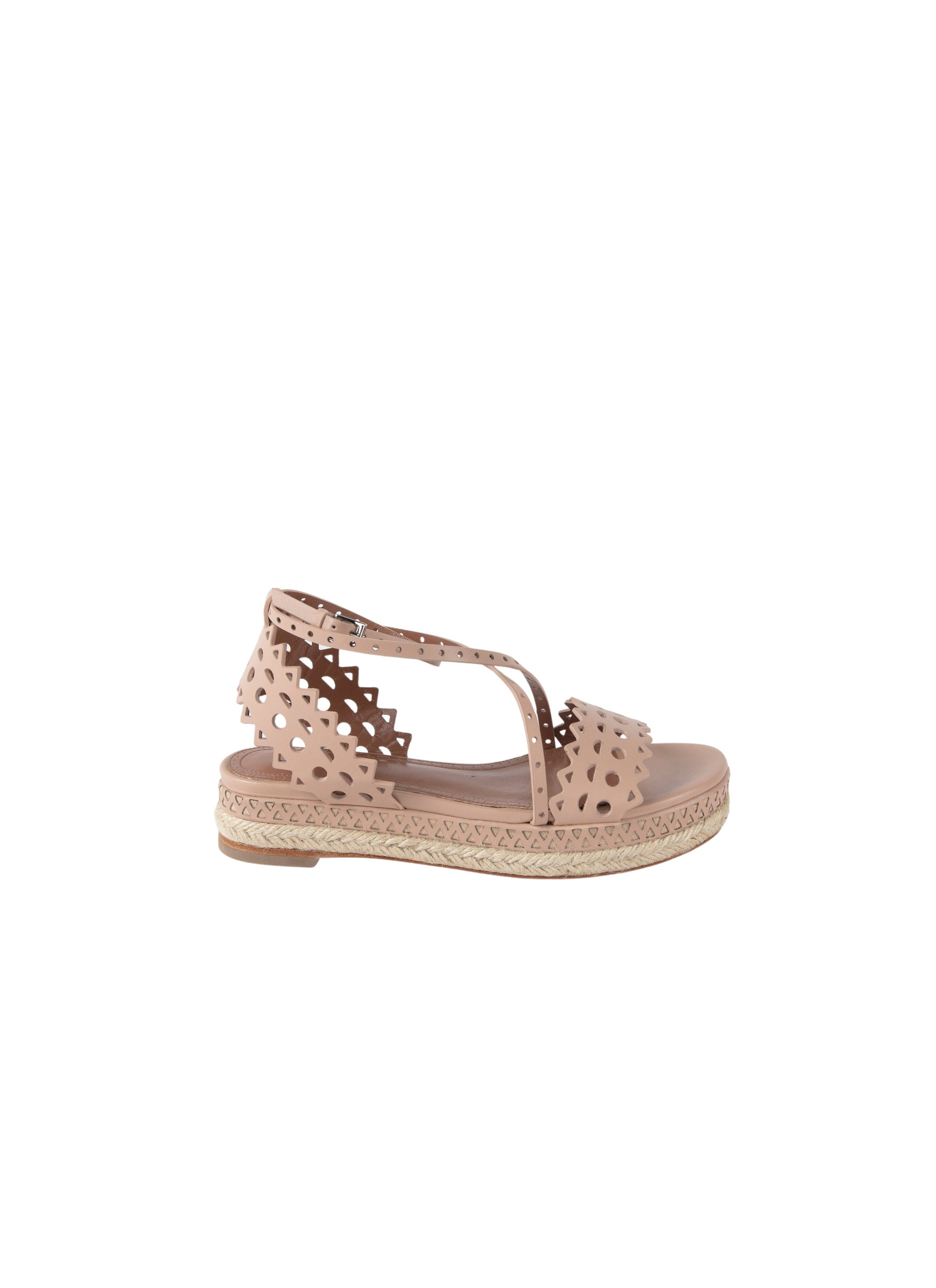Espadrilles plates et ajourées en cuir - Nude