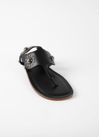 Sandales tong en cuir - Noir