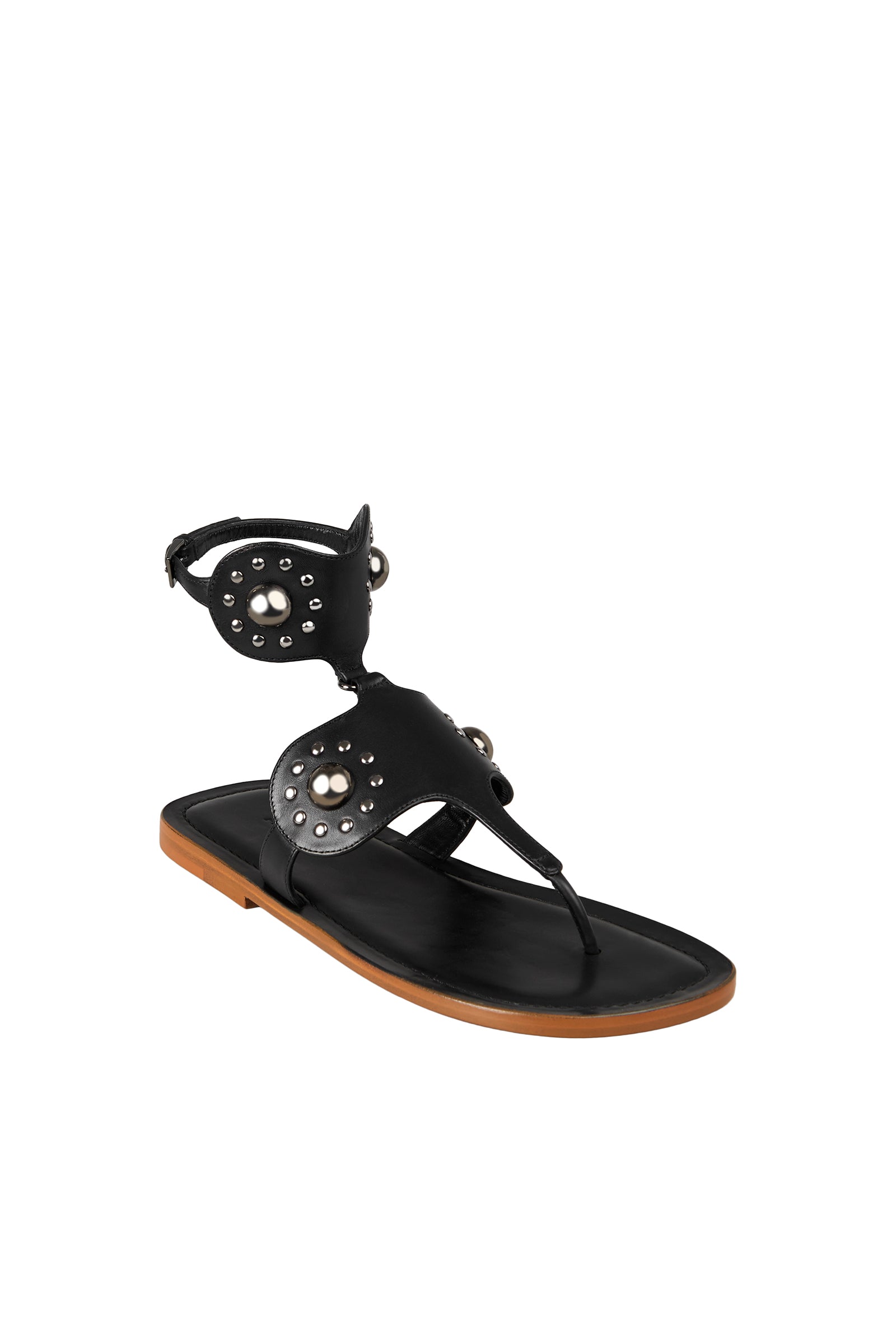 Sandales tong en cuir - Noir