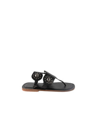 Sandales tong en cuir - Noir