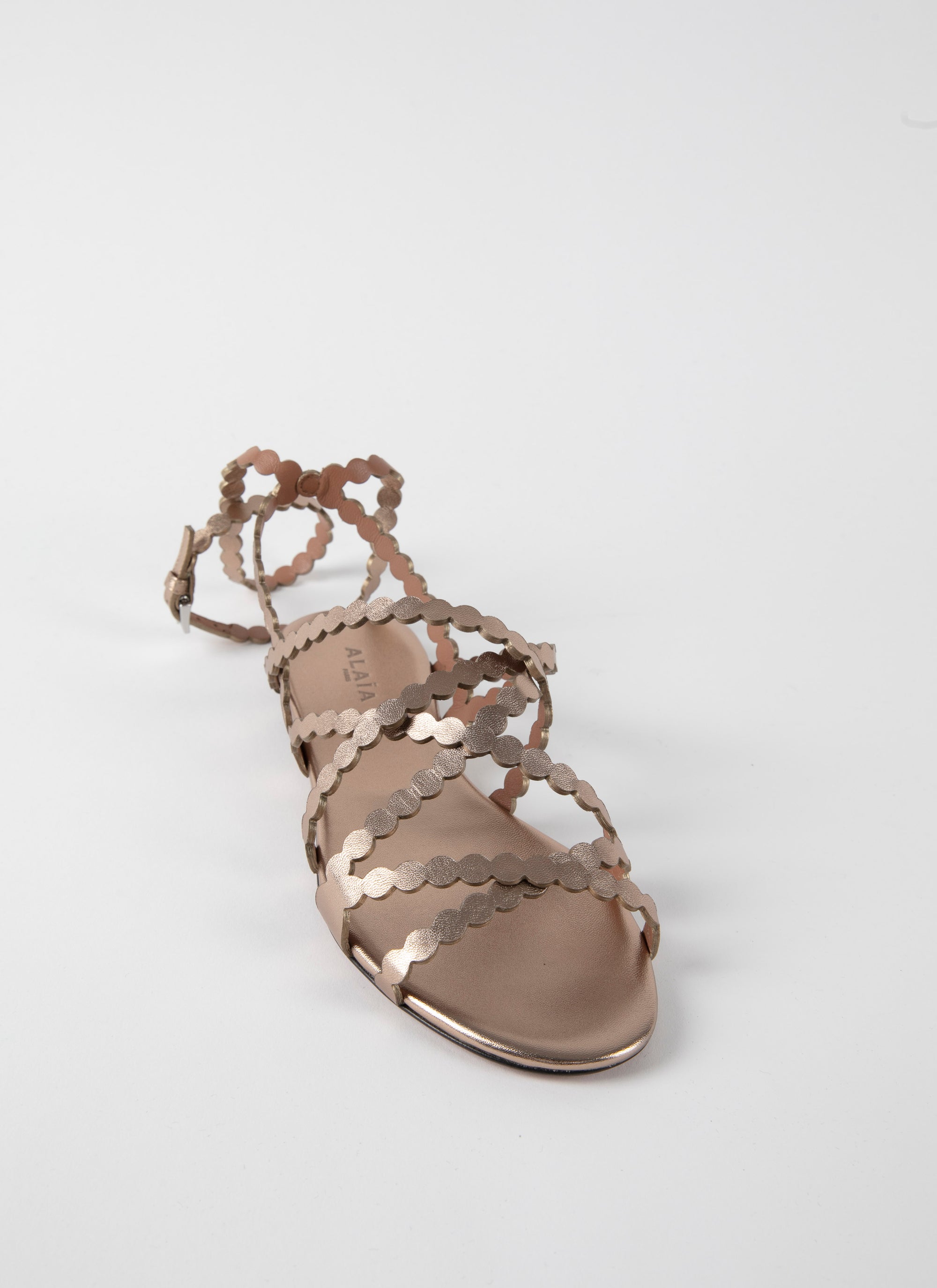 Leather Flat Sandals - Brushed Rose Gold