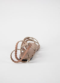 Leather Flat Sandals - Brushed Rose Gold