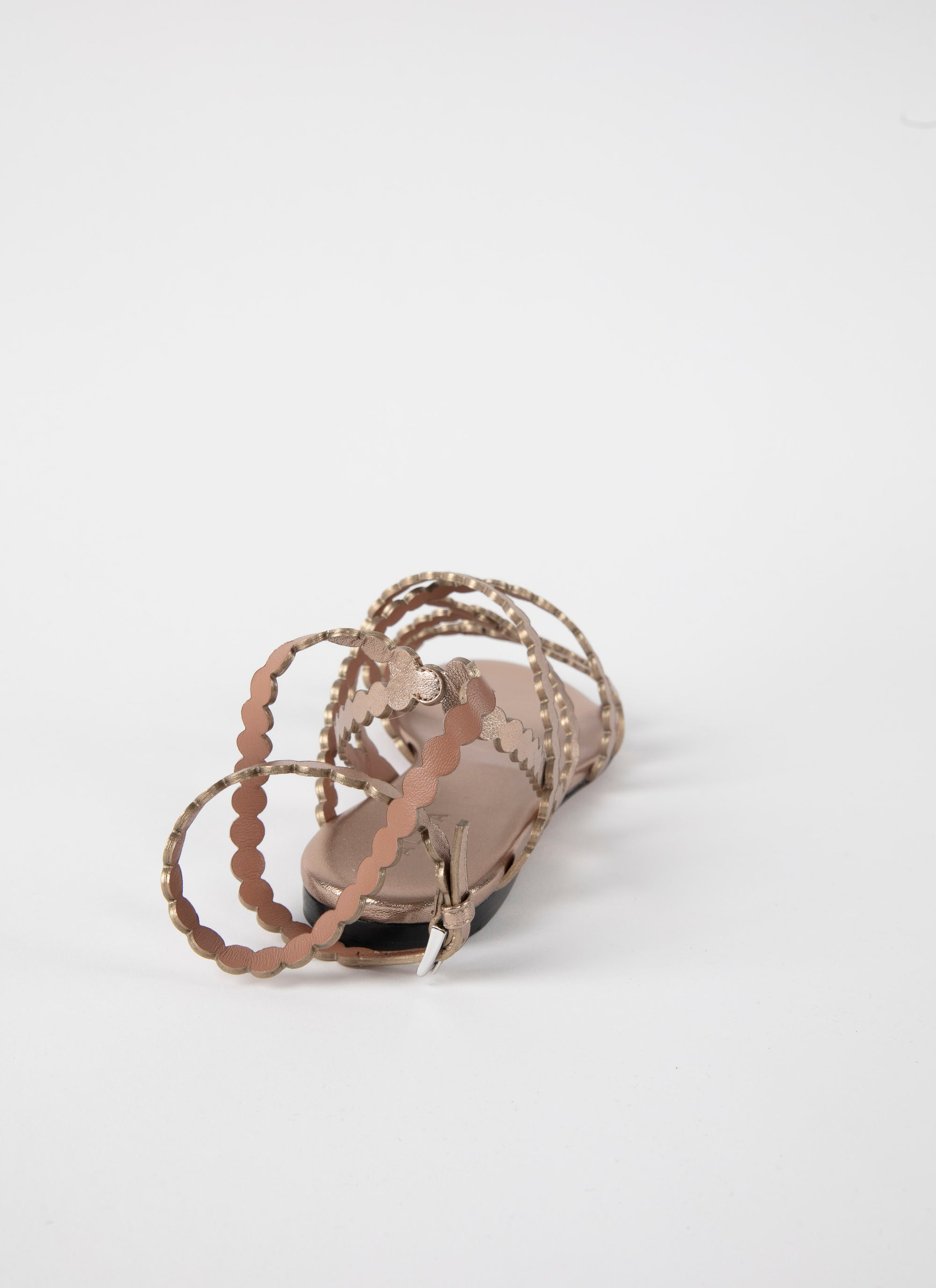 Leather Flat Sandals - Brushed Rose Gold