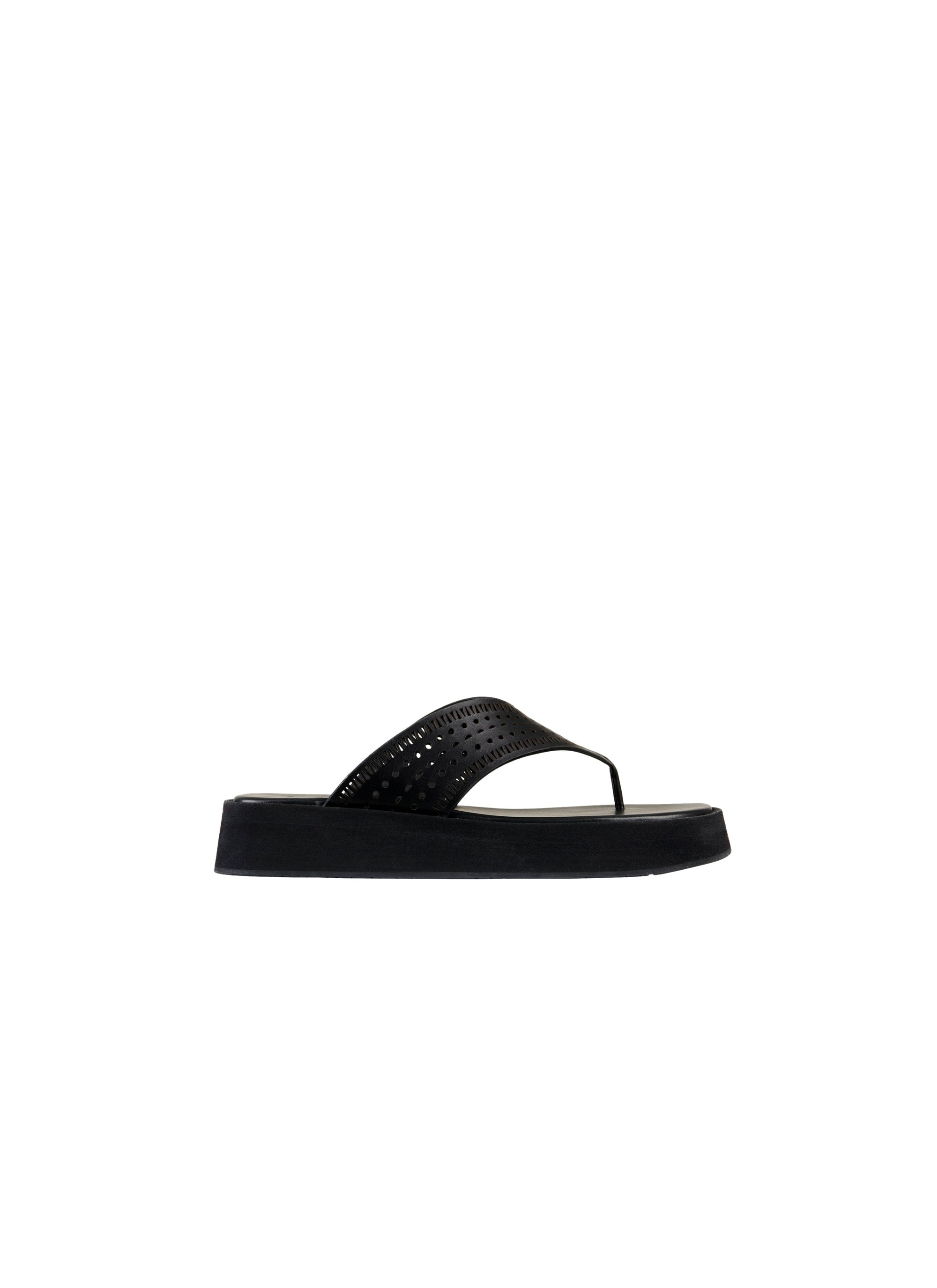 Leather platform sandals - Black
