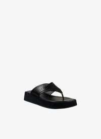 Leather platform sandals - Black