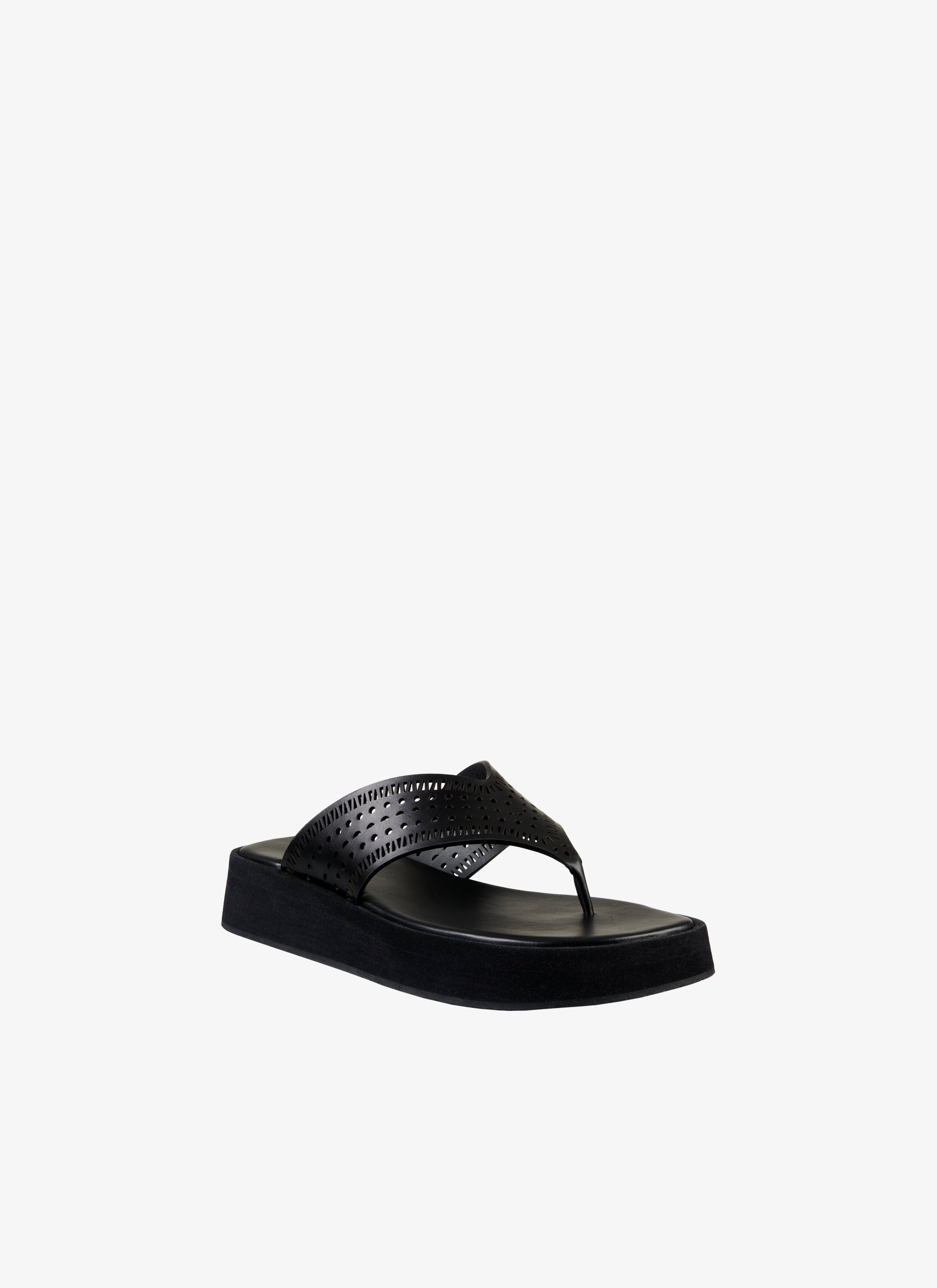Leather platform sandals - Black