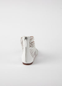 Sandales plates tressées en cuir - Blanc Cassé