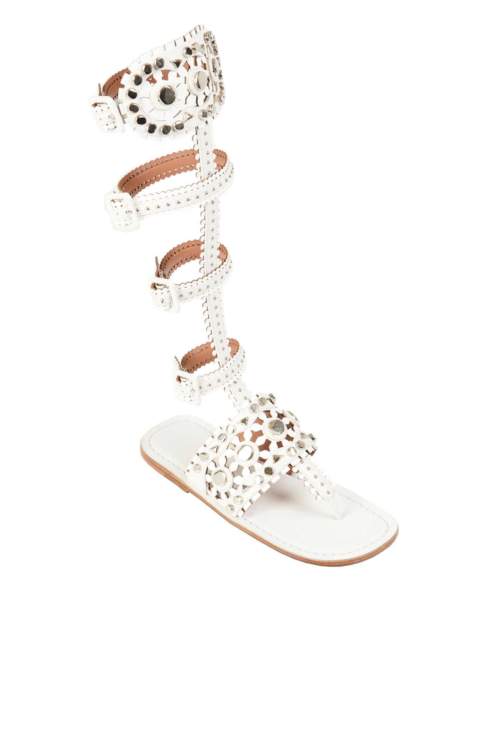Leather spartan high sandals - Off White