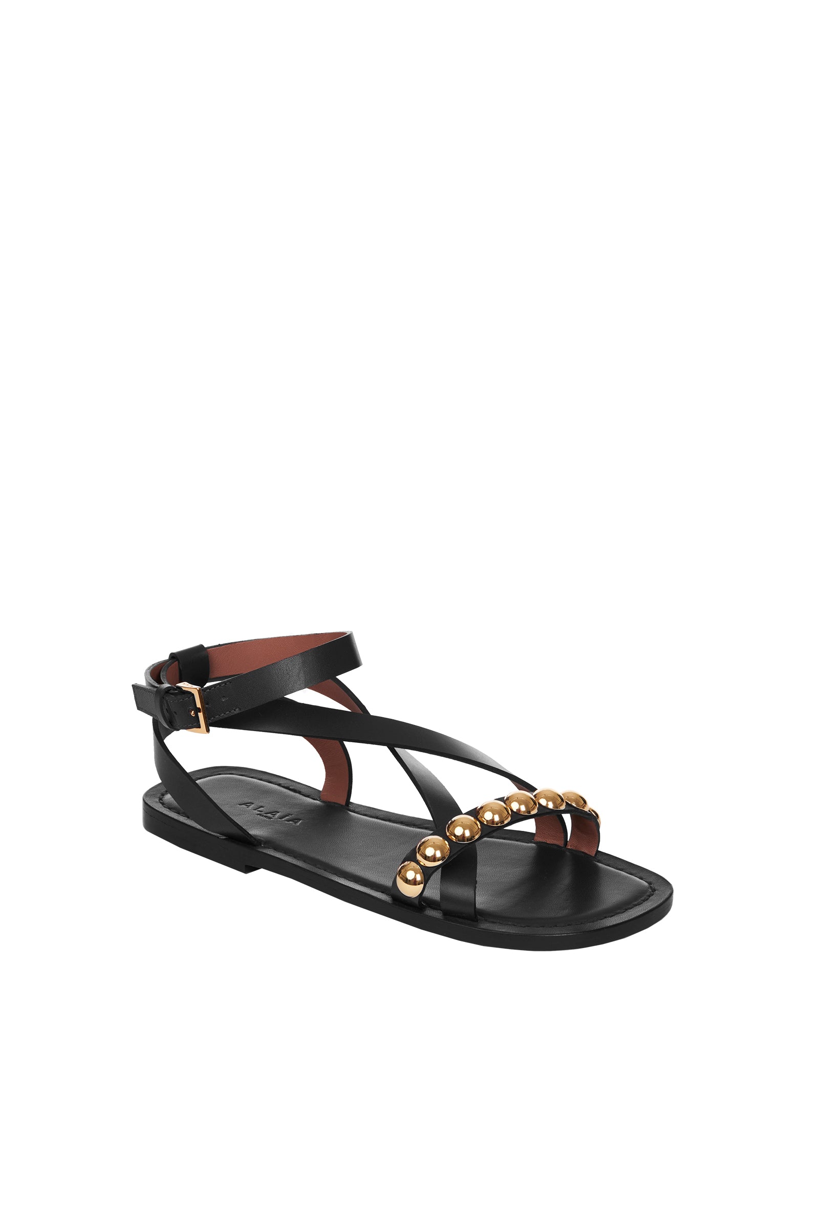 Sandales plates Bombe multi brides en cuir - Noir