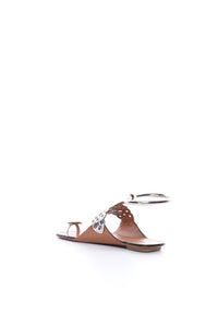 Leather eyelet sandals - Silver